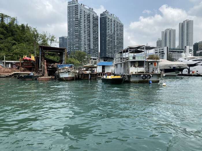 Boats in the floating village at Hong Kong